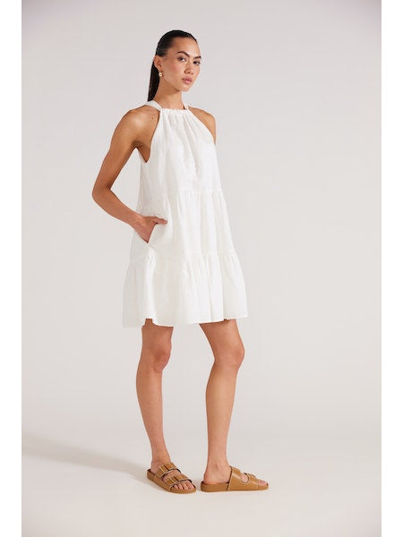 Lucia Tiered Mini Dress - White