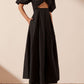 Mareva Short Sleeve Cut Out Midi Dress - Black