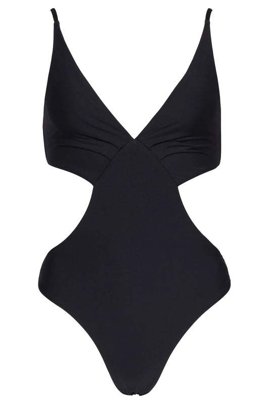Cut out Plunge One Piece - Black