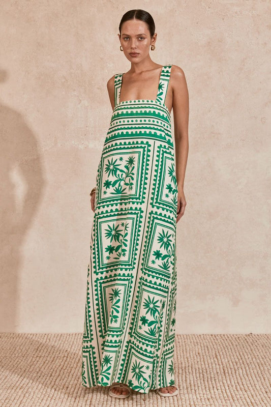 Losas Maxi Dress - Emerald Tile
