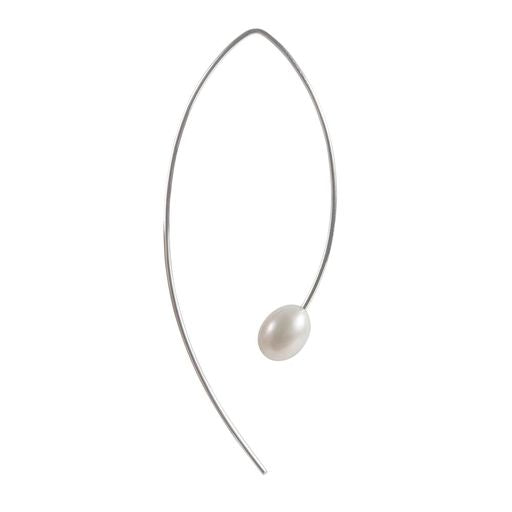 Pearl Curve Earrings Silver